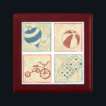 Kinderspeelgoed van Chariklia Zarris Cadeaudoosje<br><div class="desc">Een domino-,  driewieler-,  top- en strandbal zijn de onderwerpen in deze vier houten blokken van Chariklia Zarris. Een groep leuke voorwerpen helpen de ruimte van uw kind versieren of omhoog uw huis houden. Bestel vandaag uw afdruk!</div>