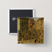 Kinderspelen : detail van de rechterbovenhand vierkante button 5,1 cm (Voorkant /achterkant)