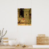 Kinderspelen: detail van een jongen op stelten poster (Keuken)