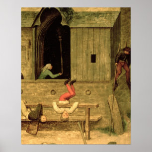 Kinderspelen : detail van een jongen op stelten poster