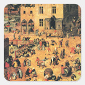 KinderSpelen, schilderkunst, Vierkante Sticker (Voorkant)