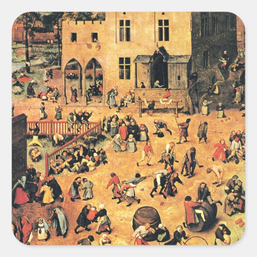 KinderSpelen, schilderkunst, Vierkante Sticker (Voorkant)