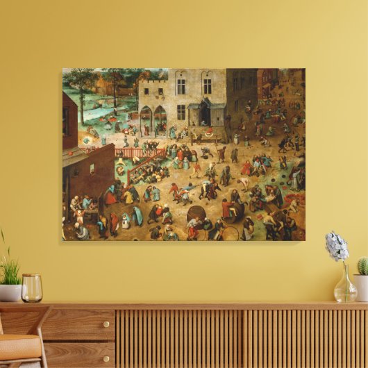 Kinderspelen van Pieter Bruegel de Ouderen Canvas Afdruk (Insitu (Woonkamer))