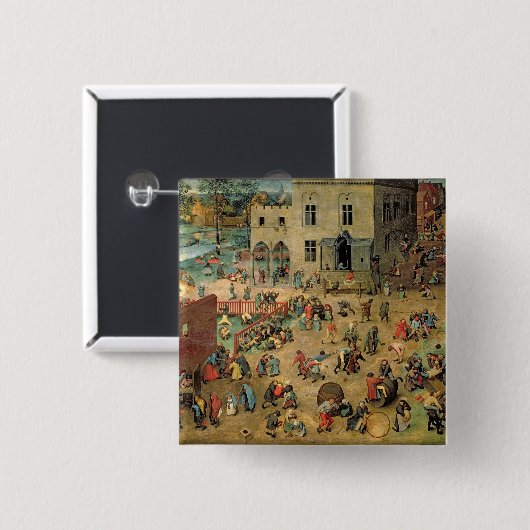 Kinderspellen, 1560 vierkante button 5,1 cm (Voorkant /achterkant)