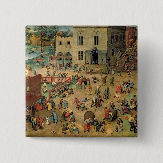 Kinderspellen, 1560 vierkante button 5,1 cm (Voorkant)
