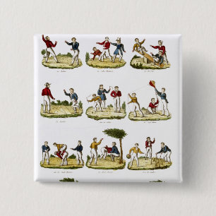 Kinderspellen, 1810 vierkante button 5,1 cm