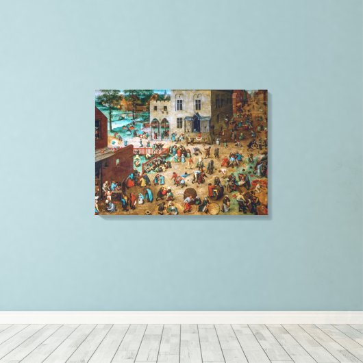 Kinderspellen | Pieter Bruegel de Ouder | Canvas Afdruk (Insitu (Houten vloer))