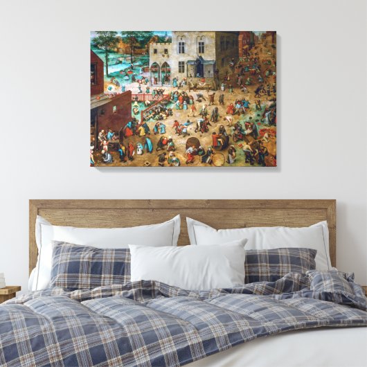 Kinderspellen | Pieter Bruegel de Ouder | Canvas Afdruk (Insitu (Slaapkamer))
