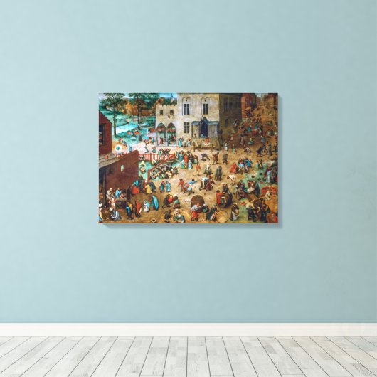 Kinderspellen | Pieter Bruegel de Ouder | Canvas Afdruk (Insitu (Houten vloer))