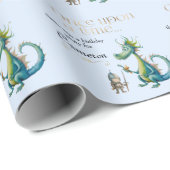 Kindersprookje Dragon en Knight Blue Cadeaupapier (Rol Hoek)
