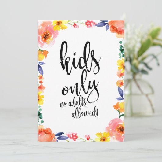 Kinderstoel Betaalbare Bloemige Boho Trouwbord Kaart (Staand voorkant)