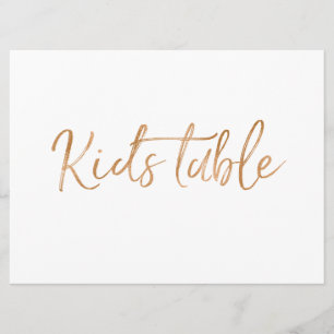 "Kinderstoel" Bord   Stijlvolle gouden roos letter Kaart