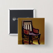 Kinderstoel, van de Tomb van Tutankhamun Vierkante Button 5,1 Cm (Voorkant /achterkant)