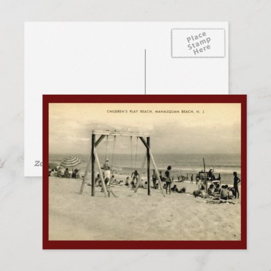 Kinderstrand, Manasquan, New Jersey Vintage Briefkaart (Voorkant / Achterkant)