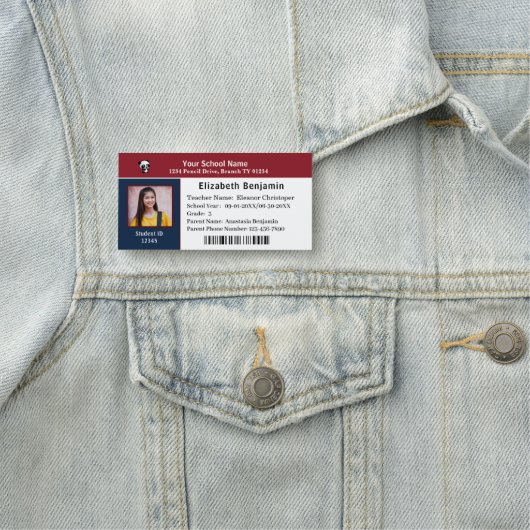 Kinderstudent School Boy Girl ID Card personaliser Naamplaatje (In situ)