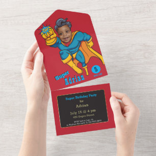 Kindersuperheld Verbluffend All-in-1 Uitnodiging