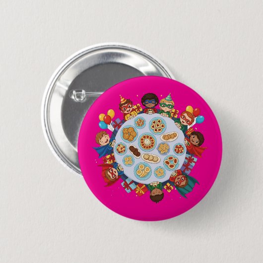 Kindersuperheldenkostuumfeest Ronde Button 5,7 Cm (Voorkant /achterkant)