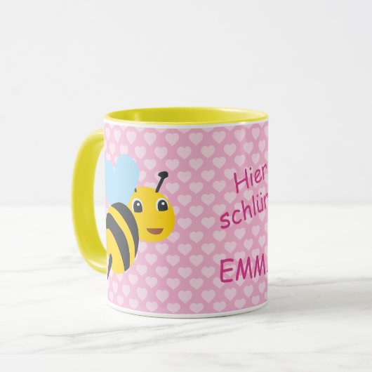 Kindertasse Biene - Hier schlürft |  Mok (Voorkant links)