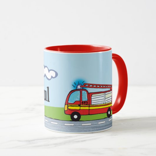 Kindertasse - Feuerwehr | personalisierbare Mok (Voorkant rechts)