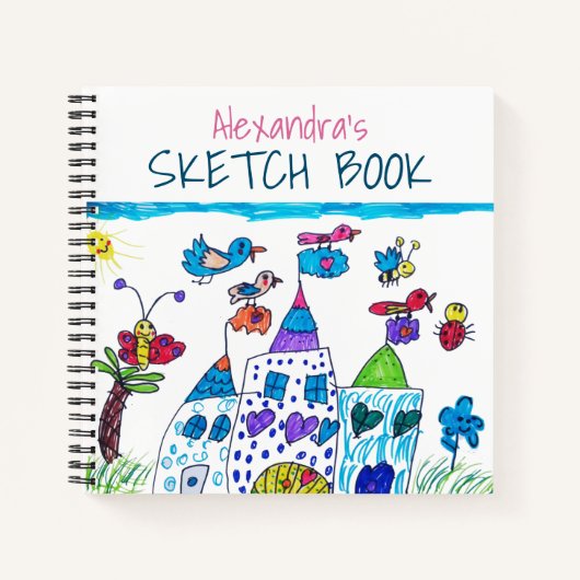 Kindertekening, Kleurrijk Kasteel Schetsboek Notitieboek (Voorkant)