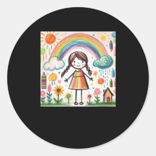 Kindertekening met gekleurd krijt #4 Sticker