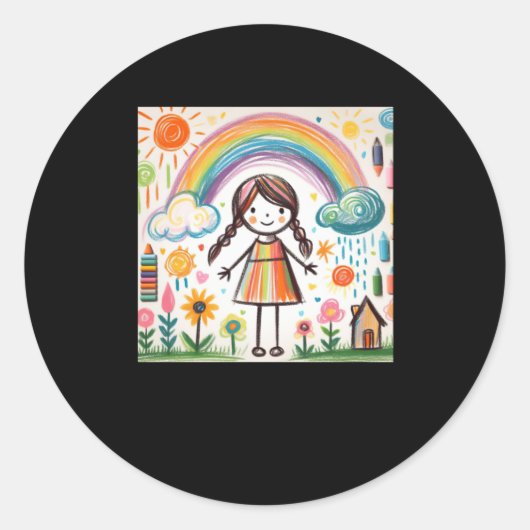 Kindertekening met gekleurd krijt #4 Sticker (Voorkant)