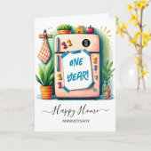 Kindertekening op koelkast - Happy Houseaversary Kaart (Gele Bloem)