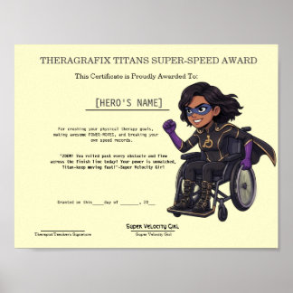Kindertherapie Superheld Racing Mijlpaal Poster