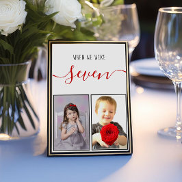Kindertijd Foto's Leeftijd 7 Modern Red Script Wed Kaart