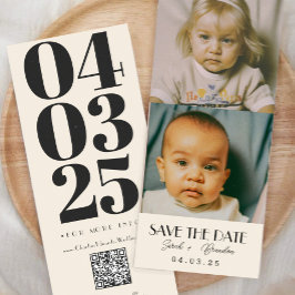 Kindertijd Foto's Typografie Qrcode Save the Date Kaart