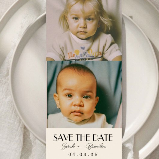 Kindertijd Foto's Typografie Qrcode Save the Date Kaart