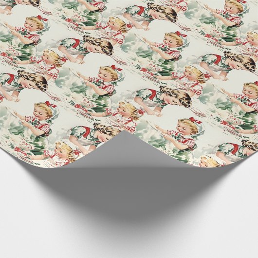  kindertijd kerst cadeaupapier (Hoek)