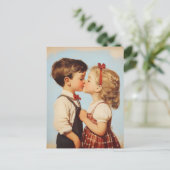 kindertijd liefje kus briefkaart (Staand voorkant)