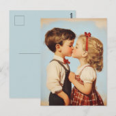 kindertijd liefje kus briefkaart (Voorkant / Achterkant)