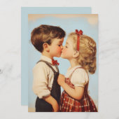  kindertijd liefje kus kaart (Voorkant / Achterkant)