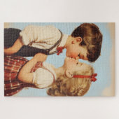  kindertijd liefje kus legpuzzel (Horizontaal)