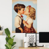 kindertijd liefje kus poster (Thuiskantoor)