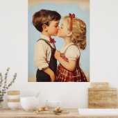 kindertijd liefje kus poster (Keuken)
