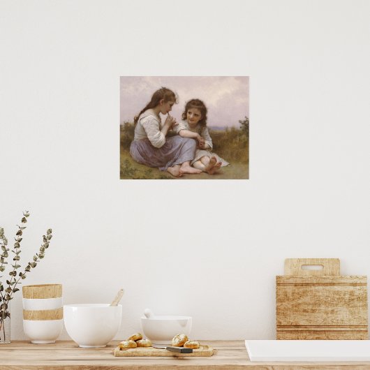 Kindertijd van Idyll door Bouguereau Poster (Keuken)