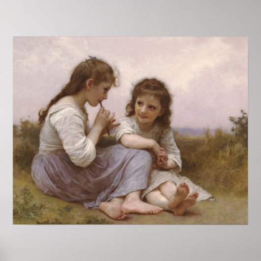 Kindertijd van Idyll door Bouguereau Poster (Voorkant)