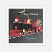 Kindertrein Chalkboard Verjaardagsfeest Servet (Voorkant)