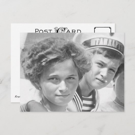 Kindertsaar van Rusland Olga en Tsarevitch Alexis Briefkaart (Voorkant / Achterkant)