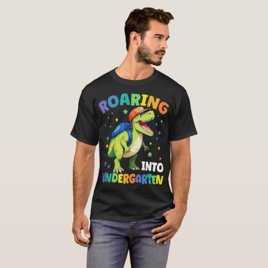 Kindertuin Dinosaur T Rex naar school T-shirt (Voorkant volledig)