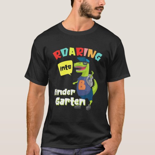 Kindertuin Dinosaur T Rex naar school T-shirt (Voorkant)