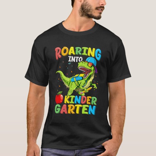 Kindertuin Dinosaur T Rex naar school T-shirt (Voorkant)
