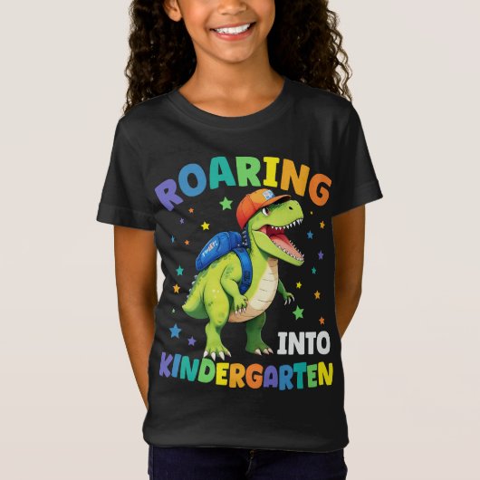 Kindertuin Dinosaur T Rex naar school T-shirt (Voorkant)