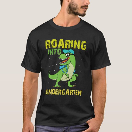 Kindertuin Dinosaur T Rex naar school T-shirt (Voorkant)