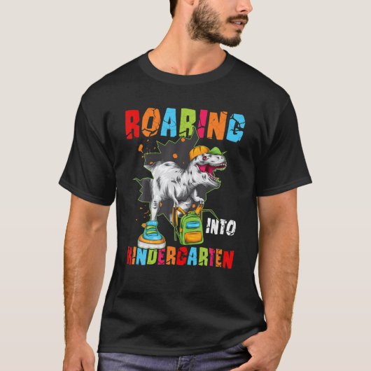 Kindertuin Dinosaur T Rex naar school T-shirt (Voorkant)