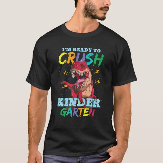 Kindertuin Dinosaur T Rex naar school T-shirt (Voorkant)