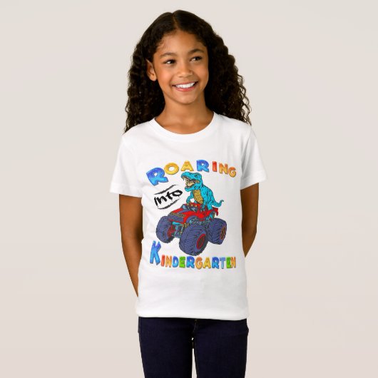 Kindertuin Dinosaur T Rex naar school T-shirt (Voorkant volledig)